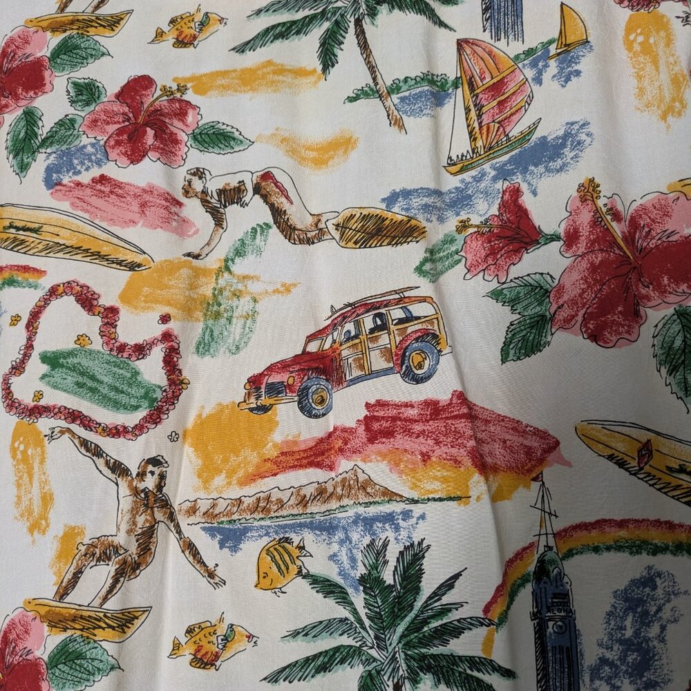 Iolani Hawiian Surf Beige Dress SZ small - Picture 2 of 6